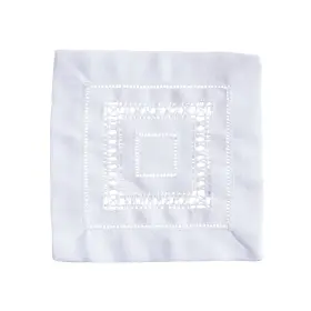 Saro Lifestyle 789323443663 Traditional Hemstitch Cocktail Napkin Set Of 12 White 6 Inch