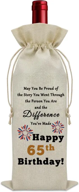 Qzgusbag00093 Sazuwu Ks3 No7 Happy 65th Birthday Gifts Wine Bag 1 Count Pack Of Beige