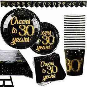 30th-birthday Scale Rank 192594311447 102-piece Party Supplies Set With 30th Birthday Plates And Napk