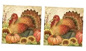 B8776 Scout & Company Thanksgiving Turkey 3-ply Paper Cocktail Napkins 40-count Designer Barware