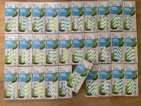 Se Grocers Naturally Better 607880203271 Lot Of 30 Striped Paper Straws Boxes With 50 Per Pack