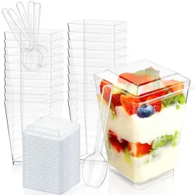 Seansda 658359650669 5oz Plastic Dessert Cups With Lids And Spoons Clear Yogurt Parfait