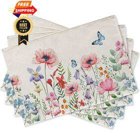Seliem Se-us-0506 Spring Anemone Flower Placemats Set Of 4 12ftftx18ftft