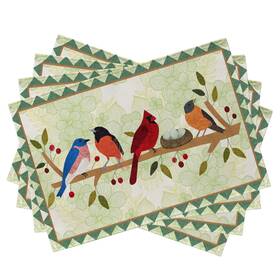 Seliem Se-us-0797 Spring Birds Tree Branches Placemats Set Of 12ftftx18ftft Green