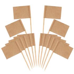 Senkary 688209843392 100 Pack Blank Toothpick Flags Kraft Paper Food Signs Cheese Markers Labe
