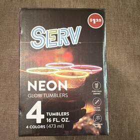 Serv Svgc164 Neon Glow Tumblers 4-pack Multicolor With Sticks Party Cups