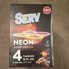 Svgc164 Serv Neon Glow Tumblers 4-pack Multicolor With Sticks Party Cups