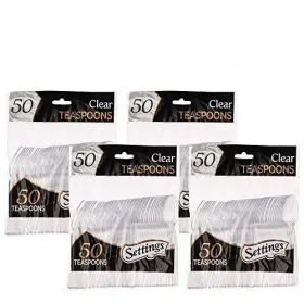 Sct-50 Settings Count Plastic Clear Teaspoons Heavyweight Disposable Cutlery Great