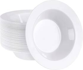 Setup 810085796268 12 Oz. - 50 Piece White Plastic Bowls Disposable Soup Pr