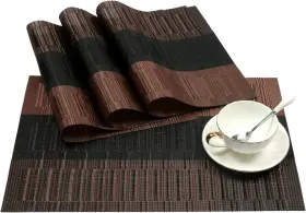 Shacos 715246512957 Placemats Set Of 4 Woven Vinyl Ombre Coffee Black