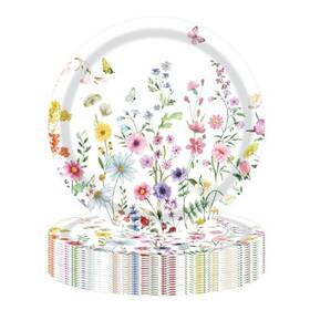 Shanghaiyiyuarchitecturaldesigncoltd 50gz01 50pcs Party Paper Plates 7 Inch Disposable Floral Cake Dessert Wildflower