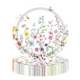 50gz01 Shanghaiyiyuarchitecturaldesigncoltd 50pcs Party Paper Plates 7 Inch Disposable Floral Cake Dessert Wildflower