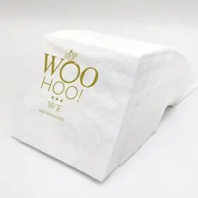 Sharkbliss 704444973509 Engaged Napkins 100 Pack Gold Woo Hoo We Are Disposable Paper Bevera