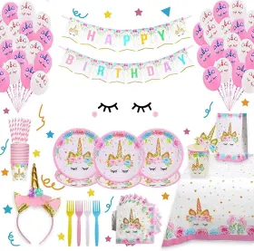 Shelling Home 632878989172 Girls Birthday Party Supplies Including Plates Cups Straws Tablecover For P Inch