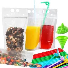 Gsyhu1 Shelling Home 100pcs Drink Pouches For Adults With Straws Reusable 50 Pcs Pack