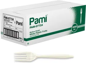 Shield Line 313050838852 Pami Medium Weight Disposable Plastic Forks 1000-pack - Bulk White
