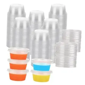 Cups-1 Shuess 500 Sets 2 Oz Clear Plastic Souffle Cups Sauce With Lids Bulk Small