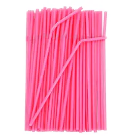 4769cghl3643 Sibba Disposable Pink Straws 200 Pcs 8.26 Inch High Flexible One Size