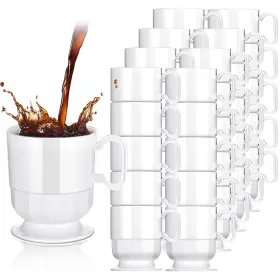 3fa0109-4391 Sieral 100 Pieces Plastic Coffee Cups With Handle Disposable Mugs Bulk