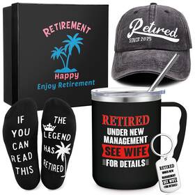 Sieral Ae-sieral-6552 5 Pcs Retirement Gift Set For Men 2026 Happy Retired Black Mug Style