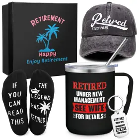Ae-sieral-6552 Sieral 5 Pcs Retirement Gift Set For Men 2026 Happy Retired Black Mug Style