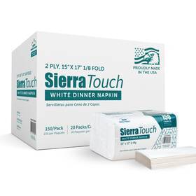 Sierra Hygiene Products 198715953589 3000 Count White Dinner Napkins 2-ply Disposable Paper 15 Inch X 17