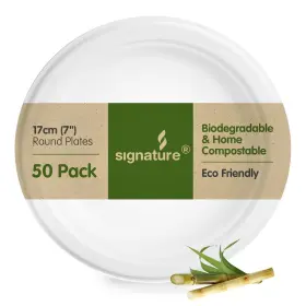 Signature Packaging 391533412244 Disposable Paper Plates 7 Inch 50 Pack Thanksgiving Party White Round