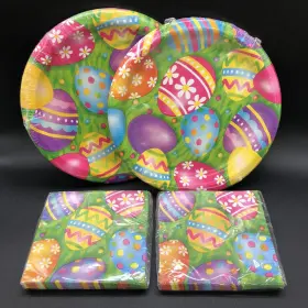 As666396 Signature Select Easter Brunch Lunch Vibrant Eggs Paper 16 Dinner Plates And 32 Matching Napkins