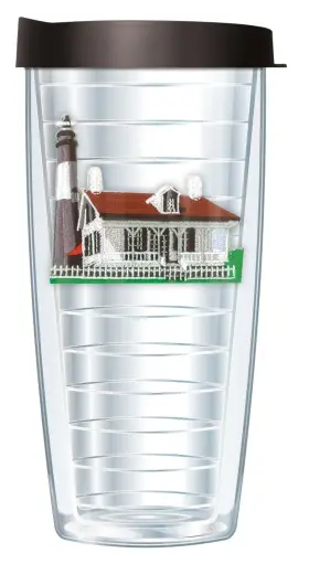 02-437-lid Signature Tumblers Tybee Island Georgia Lighthouse Emblem On Clear 16 Ounce