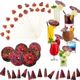 Silifine-njue-2358 Silifine 300 Pcs Halloween Pumpkin Cocktail Drink Accessories 100 U