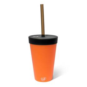 Silipint 810171184764 16oz Silicone Tumbler With Straw 16 Ounces Classic Orange Smoke