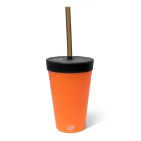 Silipint 810171184764 16oz Silicone Tumbler With Straw 16 Ounces Classic Orange Smoke