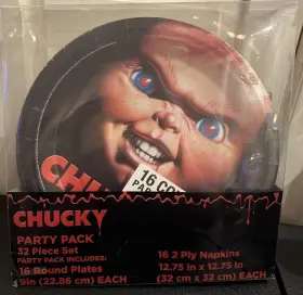 Silver Buffalo 810201038555 Childs Play Chucky 32 Piece Party Pack 16 Plates/16 Napkins Halloween