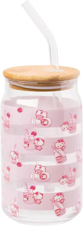 Kty602qp Silver Buffalo Sanrio Hello Kitty 16 Ounces Strawberry Milk