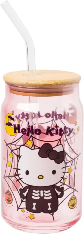 Kty607qp Silver Buffalo Sanrio Hello 16 Ounces Kitty Pink Halloween Skeleton