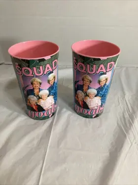 Silver Buffalo Llc 810038301396 Tv Show The Golden Girls Glossy Pink 18 Oz. Plastic Cups Party Favor Set Of 2