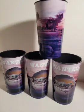 Silver Buffalo Llc 810056660499 Star Wars The Mandalorian Baby Yoda 18 Oz. Plastic Cups Party Favor Set Of 4