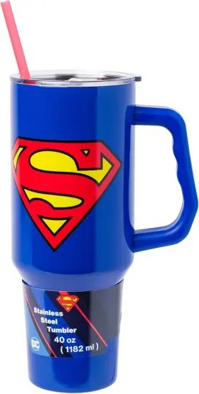 Sp1904s5 Silver Buffalo Dc Comics Superman Logo Stainless Steel 40 Ounces