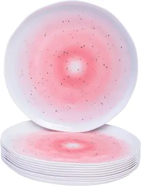 1282-sis Silver Spoons Blush Dessert Plates Ocean Ripples Mist