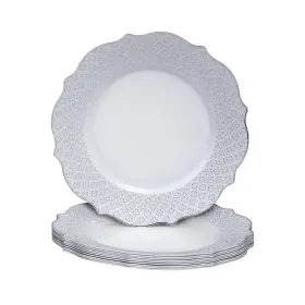 1459-sis Silver Spoons Fancy Disposable Dessert Plates 10 Pc Heavy Duty Plastic Par
