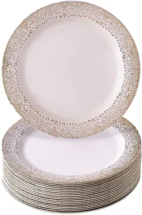 1850 Silver Spoons Disposable Plates For Party - 20 Piece Dessert Gold