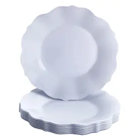 2013-sis Silver Spoons Vintage Embossed Plastic Dinner Plates For Party - 10 Pc Heavy Duty Disposa