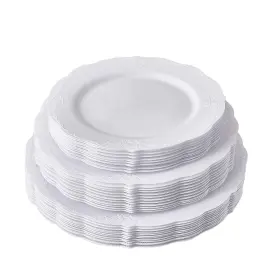 Silver Spoons 452125118292 White Plastic Plates Elegant Dinnerware Set 20 Dinner Plate