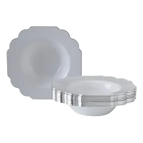 Silver Spoons 816696010632 Elegant Plastic Plates For Party With Scalloped Rim 10 Pc Disposable Heavy