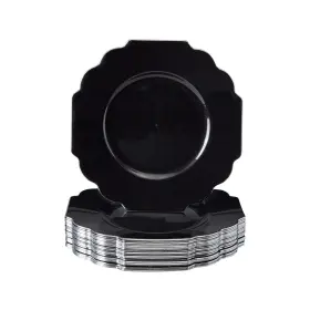 Silver Spoons 816696010717 Disposable Plates For Weddings 10 Plastic Baroque Black 8.25 Inch