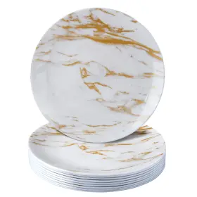 Silver Spoons 816696011639 Marble Design Disposable Dinner Plates For Party 10 Pc Heavy Duty Disposabl