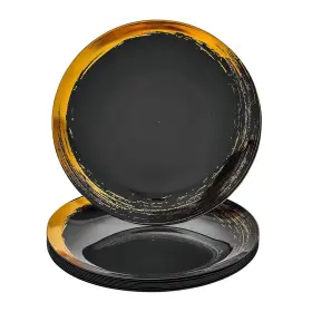 Silver Spoons 816696012520 Royalty Dinnerware Plates Gold Rimmed Plastic Brushed Collection