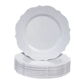 Silver Spoons 816696014173 Floral Embossed Plastic Dessert Plates For Party 20 Pc Heavy Duty Disposabl