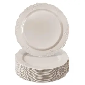 Silver Spoons 816696016023 Cream Disposable Dinnerware Vintage Collection Pc Dinner Plates 10 Count