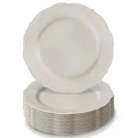 Silver Spoons 816696016146 Vintage Design Disposable Dessert Plates For Party 10 Pc Heavy Duty